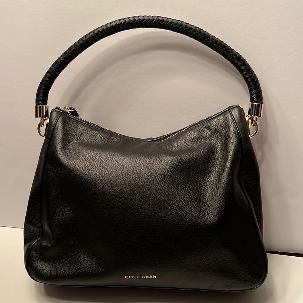 Cole Haan black leather shoulder handbag